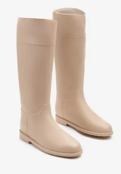 Beżowe Stylowe Kalosze w Stylu Oficerek Nelreia