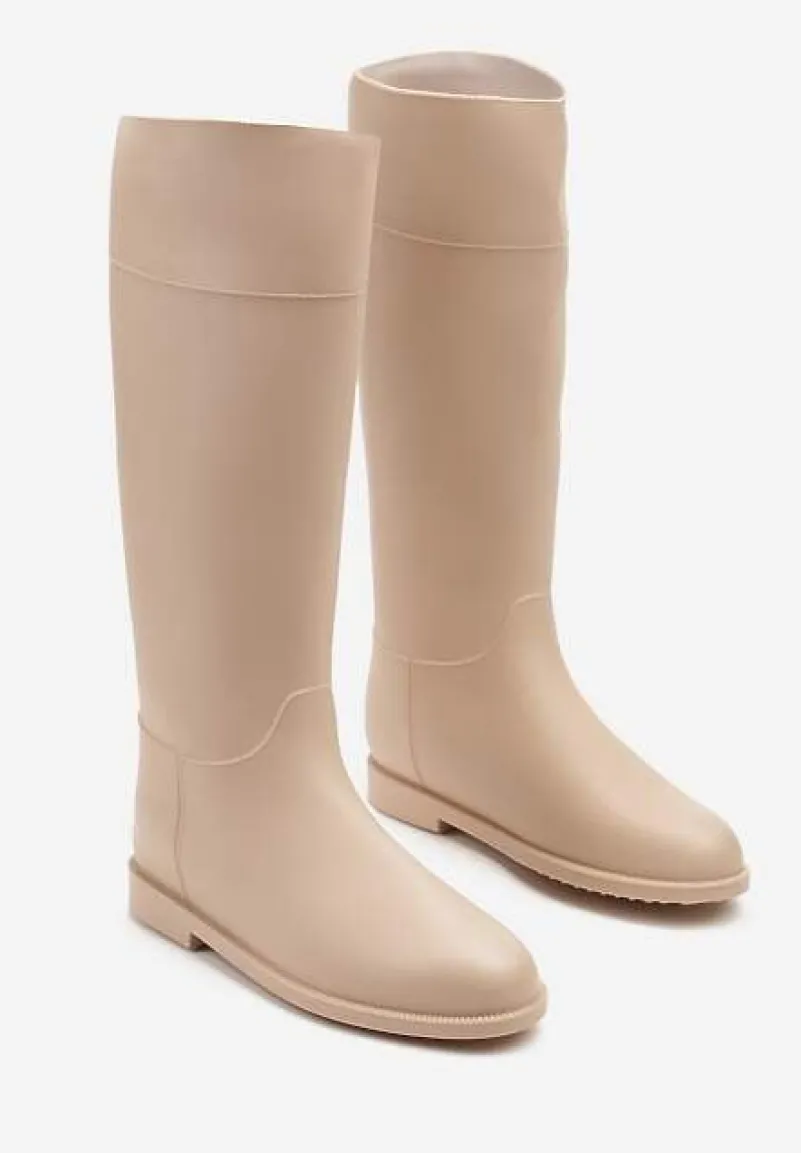 Beżowe Stylowe Kalosze w Stylu Oficerek Nelreia