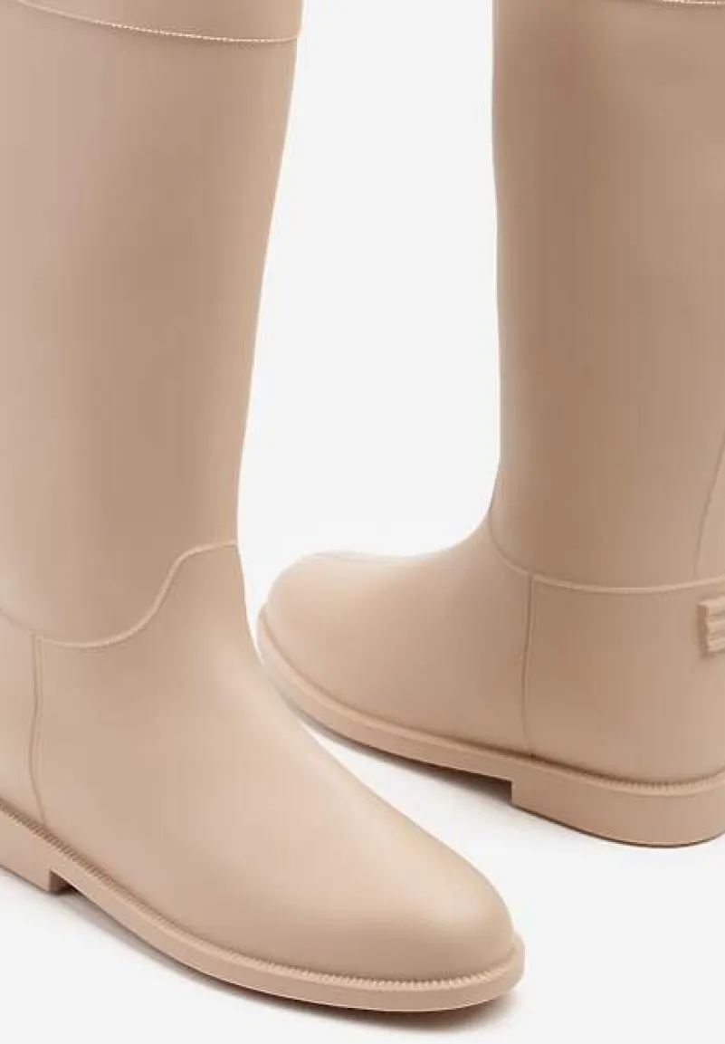 Beżowe Stylowe Kalosze w Stylu Oficerek Nelreia