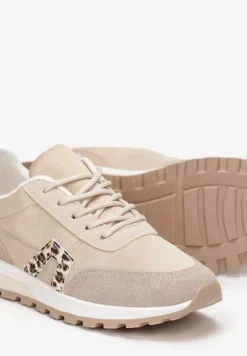 Beżowe Sznurowane Sneakrersy Cashe