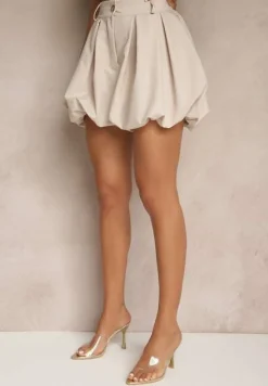 Beżowe Szorty Bombka z Wiskozą Koliana