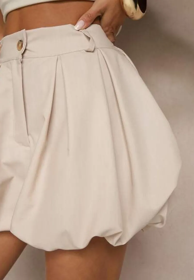 Beżowe Szorty Bombka z Wiskozą Koliana