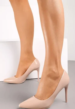 Beżowe Szpilki Lakierowane Goiphia