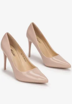 Beżowe Szpilki Lakierowane Goiphia