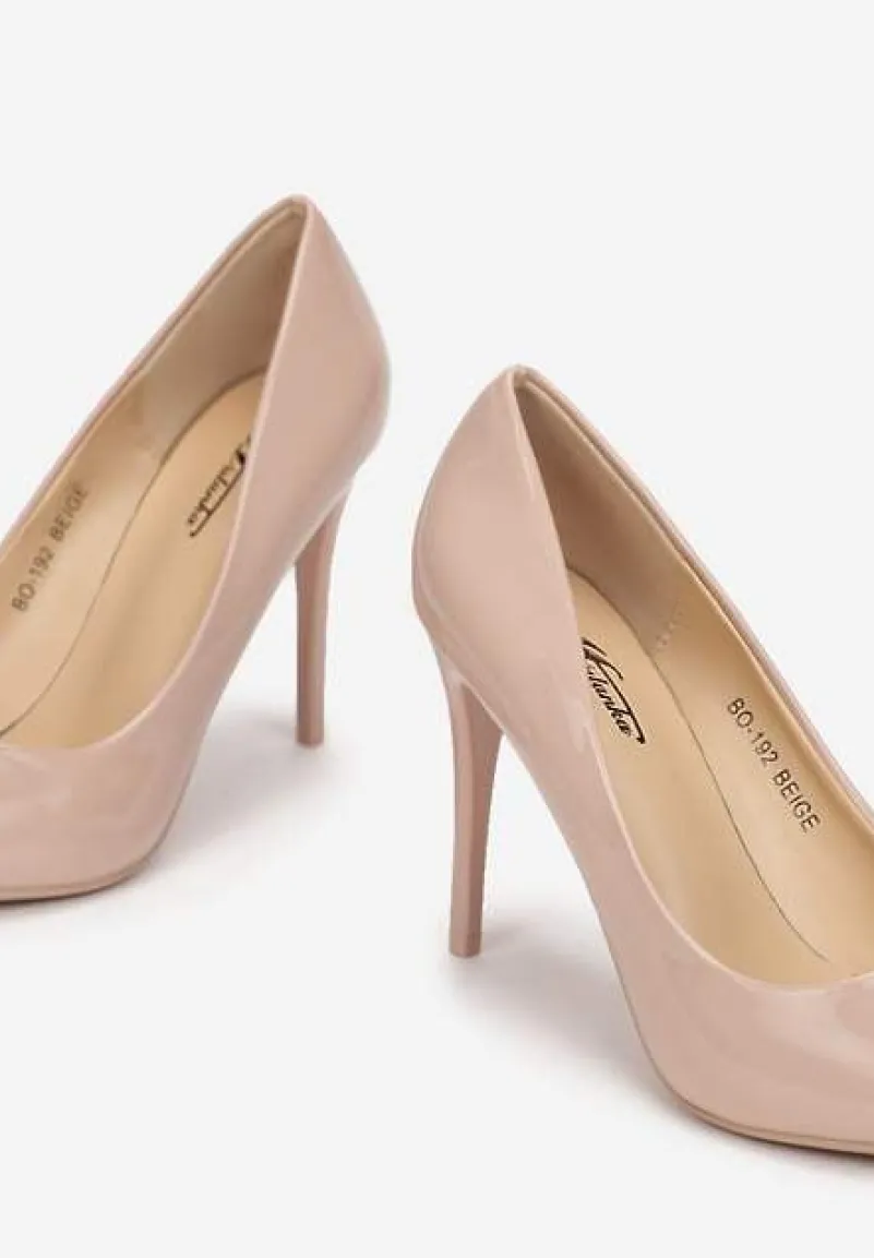 Beżowe Szpilki Lakierowane Goiphia