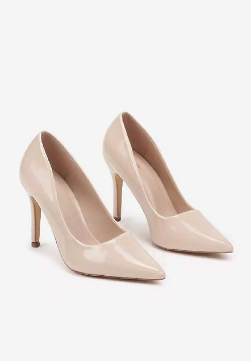 Beżowe Szpilki Lakierowane w Klasycznym Stylu Rotina