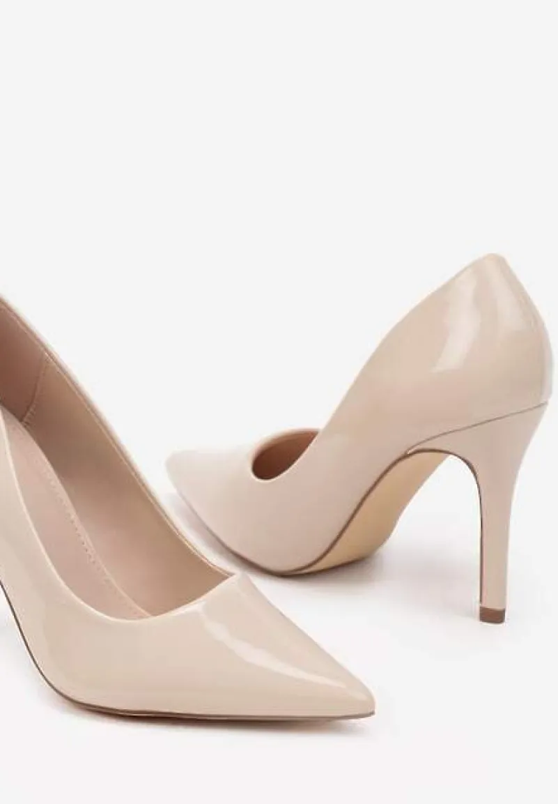 Beżowe Szpilki Lakierowane w Klasycznym Stylu Rotina