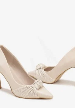 Beżowe Szpilki na Obcasie Typu Klepsydra z Cyrkoniowym Węzłem na Nosku Virimae