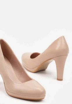 Beżowe Szpilki na Platformie Xamla