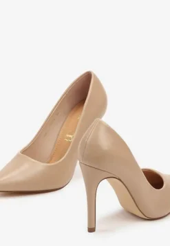 Beżowe Szpilki Vices w Klasycznym Stylu z Wkładką ze Skóry Naturalnej Innaris