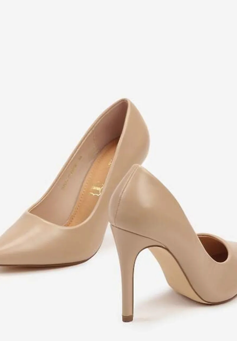 Beżowe Szpilki Vices w Klasycznym Stylu z Wkładką ze Skóry Naturalnej Innaris