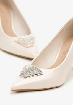 Beżowe Szpilki Vices Zdobione Aplikacją z Cyrkoniami Niravine