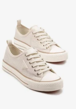Beżowe Szydełkowe Trampki o Klasycznym Fasonie Vovessa