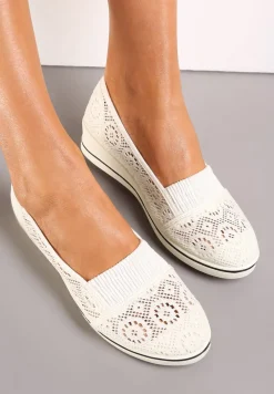 Beżowe Tenisówki z Ażurowej Siateczki na Niskiej Koturnie Nerurae