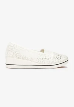 Beżowe Tenisówki z Ażurowej Siateczki na Niskiej Koturnie Nerurae