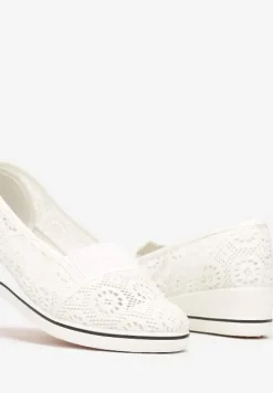 Beżowe Tenisówki z Ażurowej Siateczki na Niskiej Koturnie Nerurae