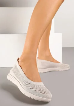 Beżowe Tenisówki z Elastyczną Cholewką Avisine