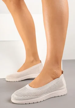 Beżowe Tenisówki z Elastyczną Cholewką Avisine