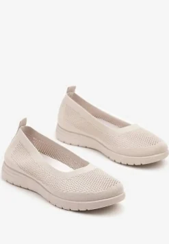 Beżowe Tenisówki z Elastyczną Cholewką Avisine