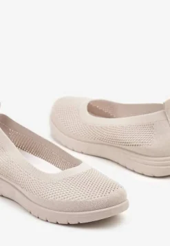 Beżowe Tenisówki z Elastyczną Cholewką Avisine