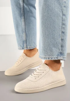 Beżowe Tenisówki z Perforowaną Cholewką Ellivene