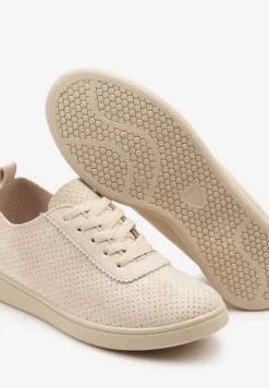 Beżowe Tenisówki z Perforowaną Cholewką Ellivene
