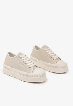 Beżowe Trampki na Podwójnej Podeszwie z Ozdobnym Znaczkiem na Cholewce Alivrelia
