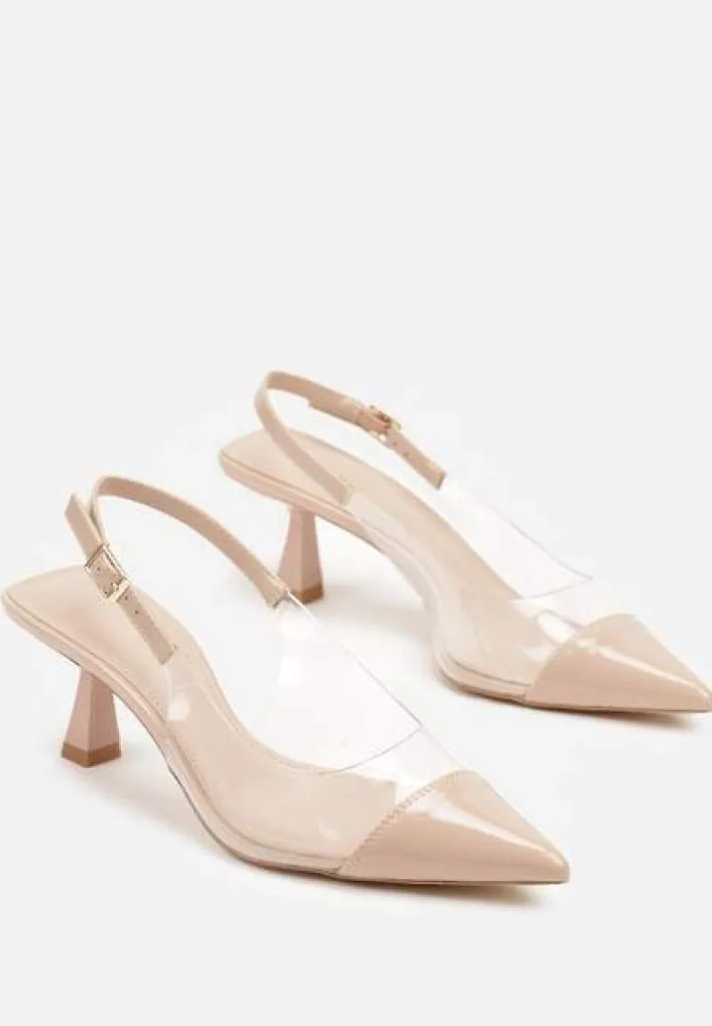 Beżowe Transparentne Lakierowane Sandały na Kaczuszce Nalathen