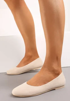 Beżowe Wsuwane Balerinki na Płaskiej Podeszwie Telliamarie