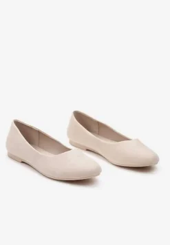 Beżowe Wsuwane Balerinki na Płaskiej Podeszwie Telliamarie