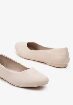 Beżowe Wsuwane Balerinki na Płaskiej Podeszwie Telliamarie