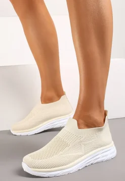Beżowe Wsuwane Buty Sportowe z Elastyczną Cholewką Ifrana