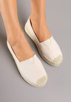 Beżowe Wsuwane Espadryle na Grubej Podeszwie z Jutowej Plecionki Alarnia