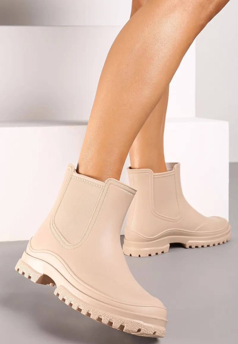 Beżowe Wsuwane Kalosze Krótkie Urvia