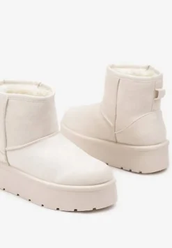 Beżowe Wsuwane Śniegowce na Gładkiej Platformie Irindara