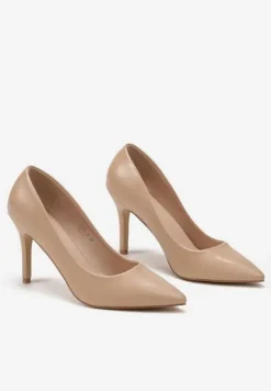 Beżowe Wysokie Szpilki o Klasycznym Fasonie Quila