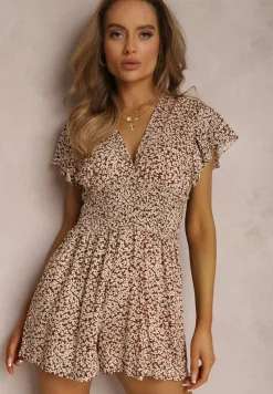 Beżowo-Bordowy Kombinezon Iomica