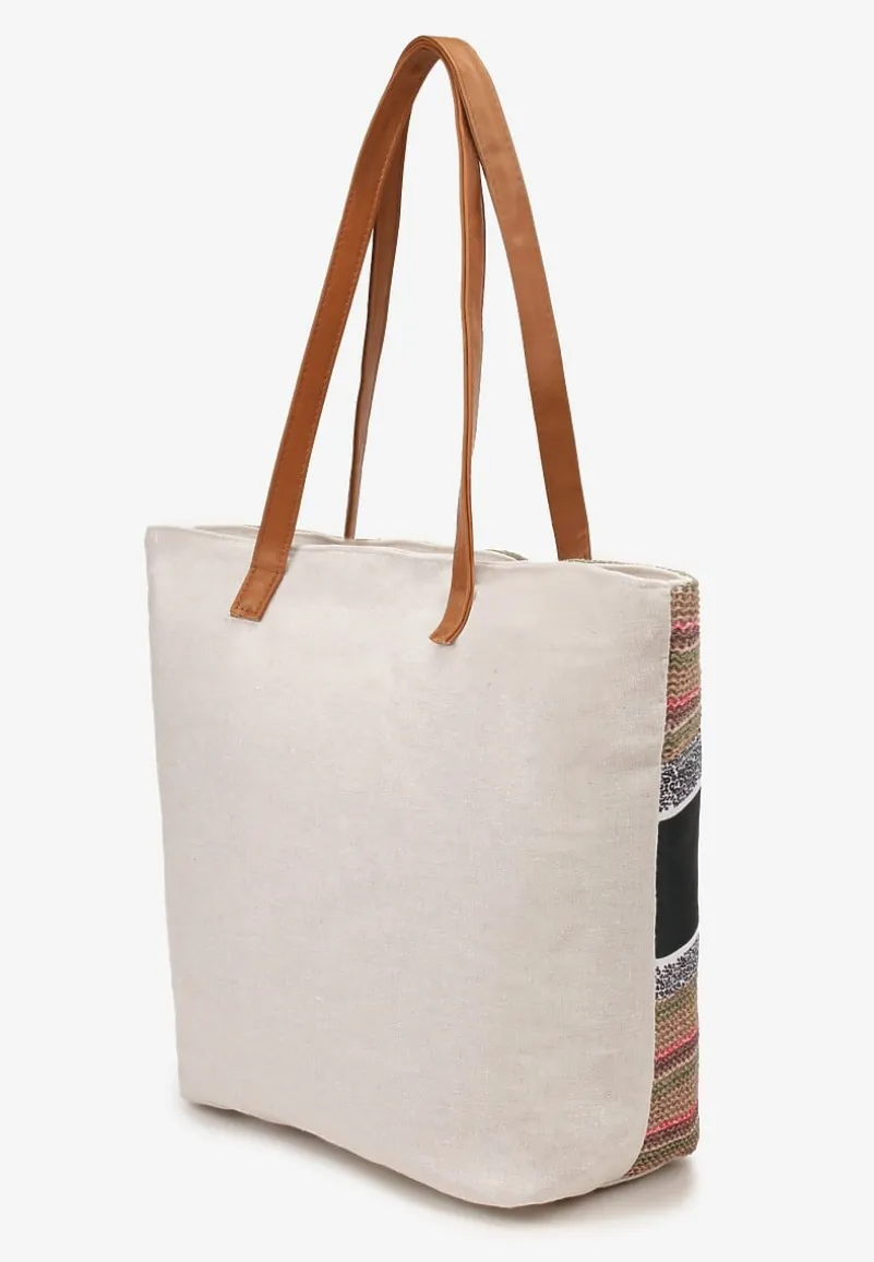 Beżowo-Różowa Torebka Typu Shopper na Plażę z Jedną Komorą Gomeissa