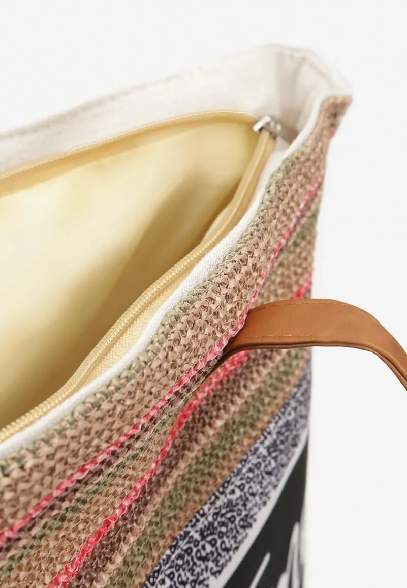 Beżowo-Różowa Torebka Typu Shopper na Plażę z Jedną Komorą Gomeissa