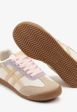 Beżowo-Różowe Sneakersy Typu Klasyczne Tenisówki Isnnoria