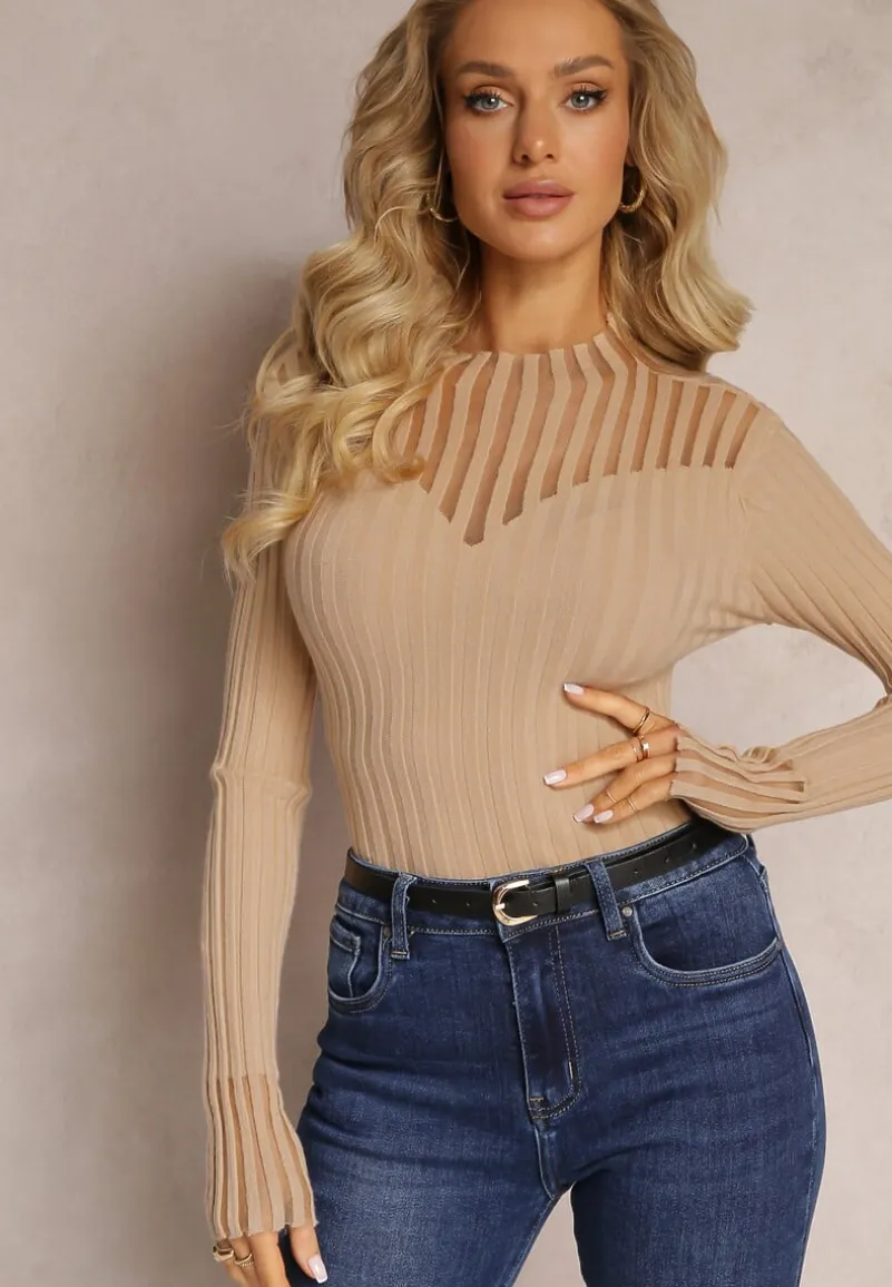 Beżowy Golf z Prześwitującymi Wstawkami Nirelle