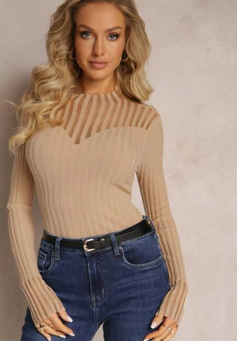 Beżowy Golf z Prześwitującymi Wstawkami Nirelle