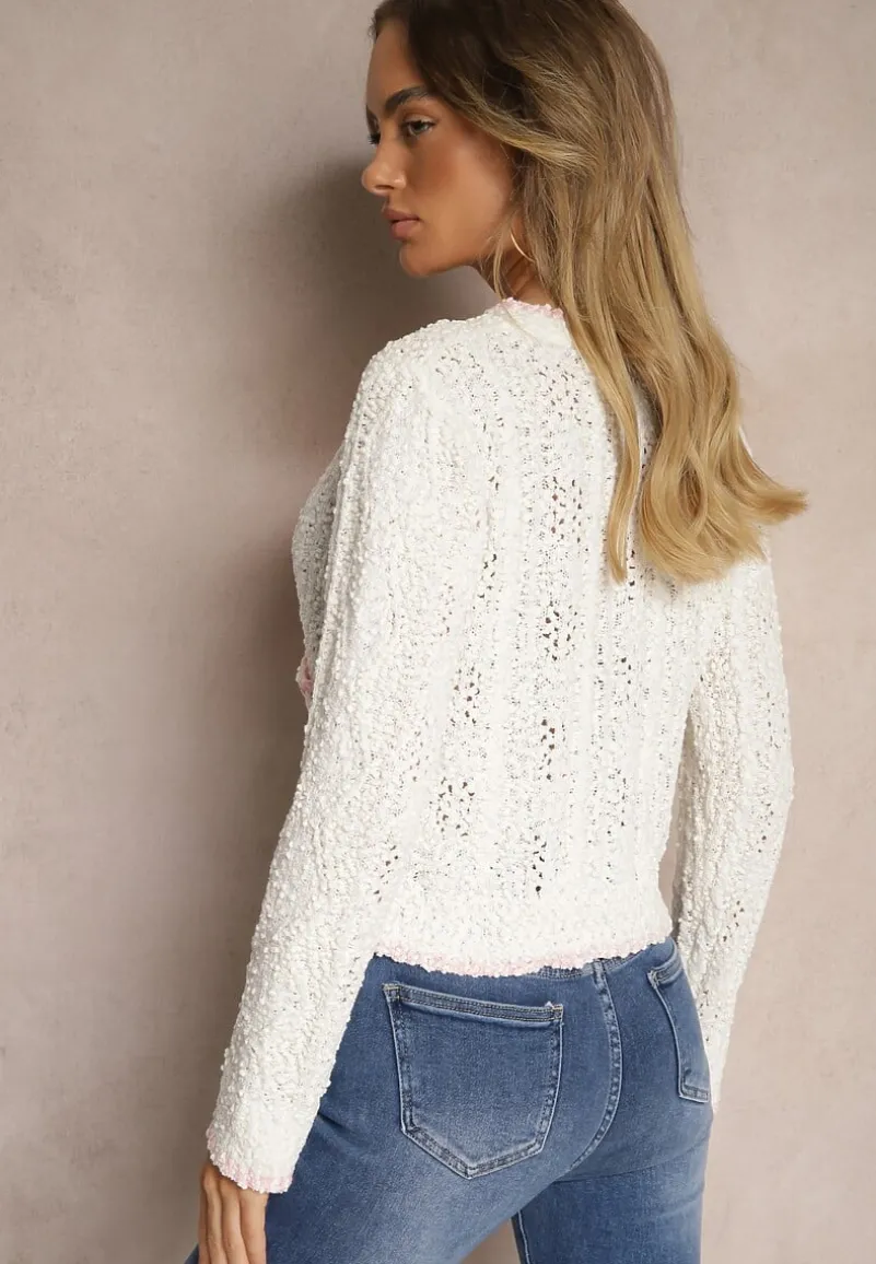 Beżowy Kardigan Rozpinany z Wiskozą i Imitacją Kieszeni Lialisa