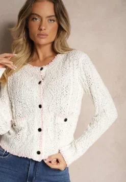 Beżowy Kardigan Rozpinany z Wiskozą i Imitacją Kieszeni Lialisa