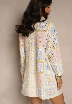 Beżowy Kardigan z Bawełny Ozdobiony Ażurowym Motywem Zorelle