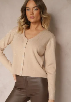Beżowy Kardigan z Wiskozą na Guziki Edaniella