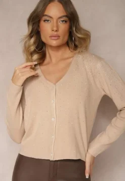 Beżowy Kardigan z Wiskozą na Guziki Edaniella