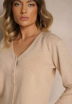 Beżowy Kardigan z Wiskozą na Guziki Edaniella