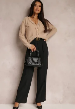 Beżowy Kardigan Zapinany z Wiskozy Asabe