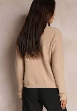 Beżowy Kardigan Zapinany z Wiskozy Asabe